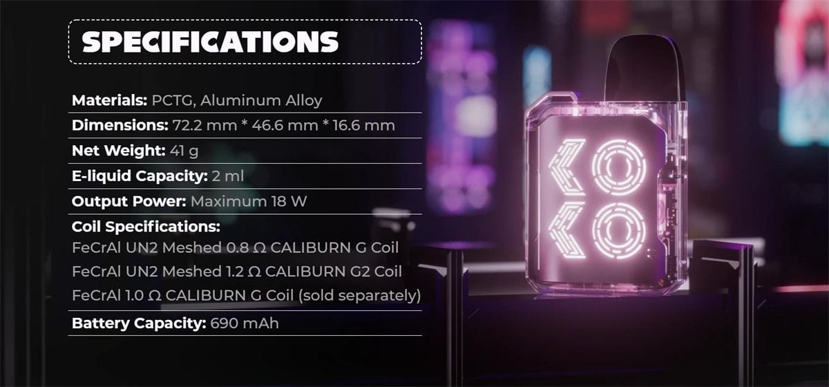 Uwell Caliburn GK2 (Vision) Pod System Kit 690mAh 2ml 12