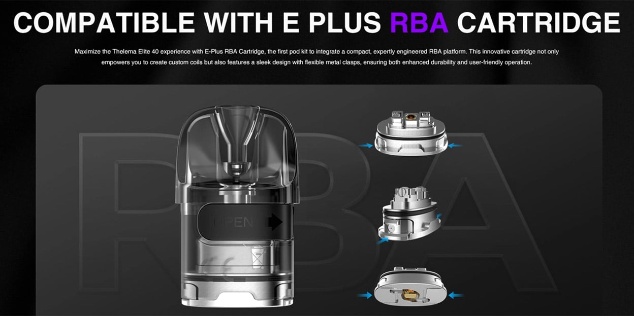 Lost Vape E-Plus RBA Cartridge for Thelema Elite 40 / Thelema Elite Art 40 / Centaurus E40 / Centaurus E40 Max 1