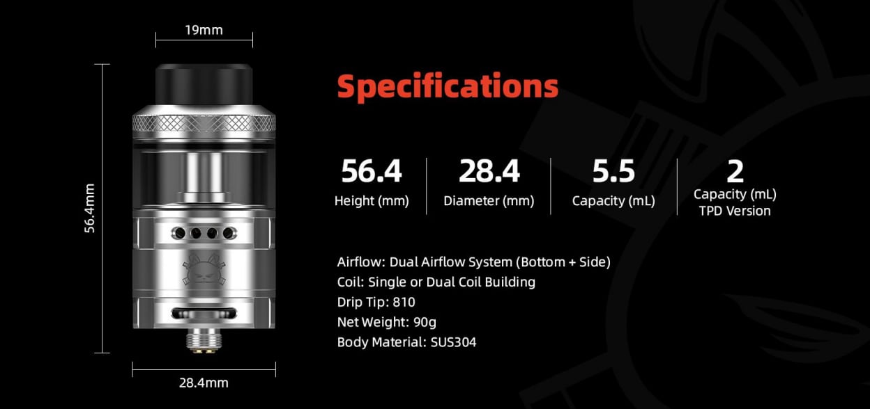 Hellvape Fat Rabbit RTA Atomizer 5.5ml 2