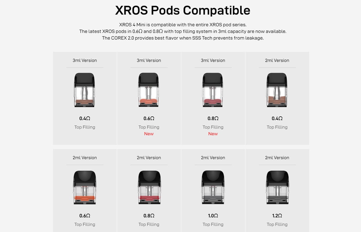 Vaporesso XROS 4 Mini Pod System Kit 1000mAh 3ml 9