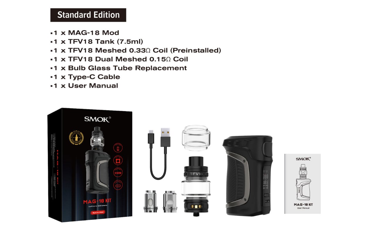 Smok MAG-18 230W Mod Kit with TFV18 Tank 7.5ml 56