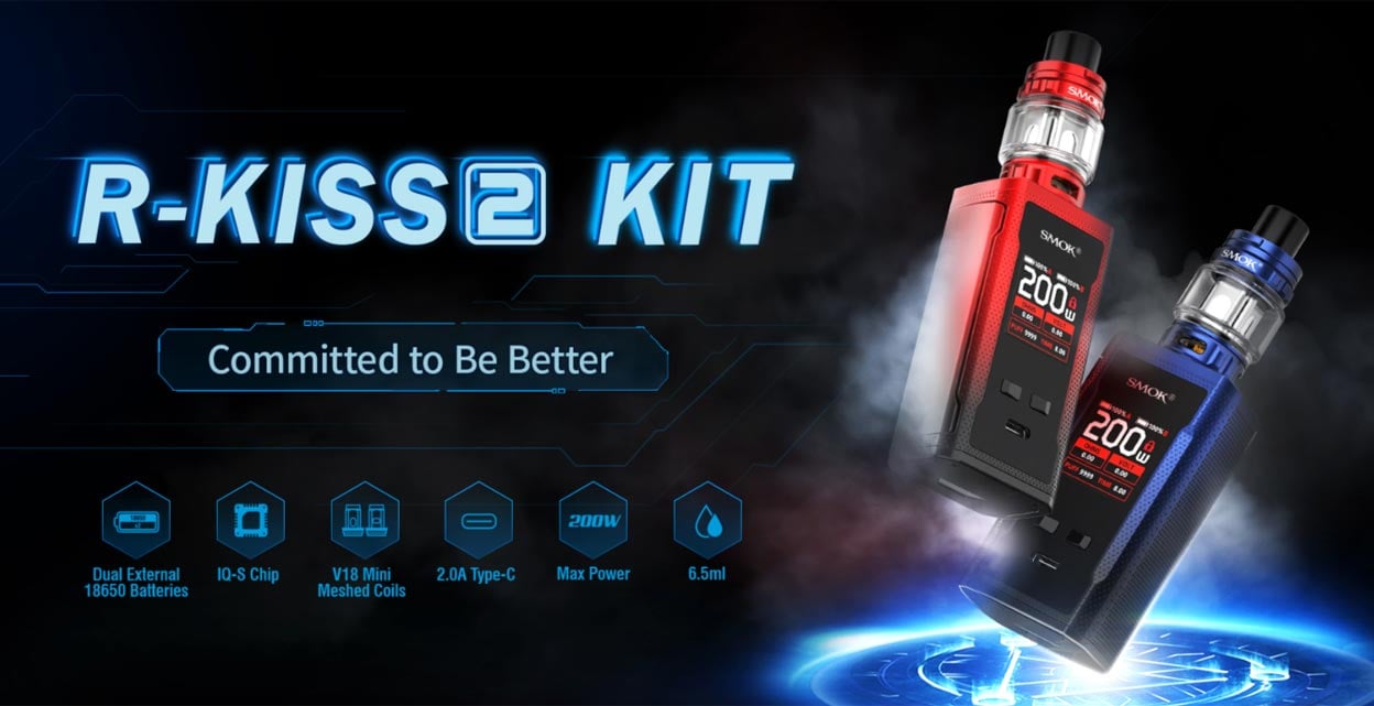 Smok R-Kiss 2 Mod Kit 200W with TFV18 Mini Tank Atomizer 6.5ml 1