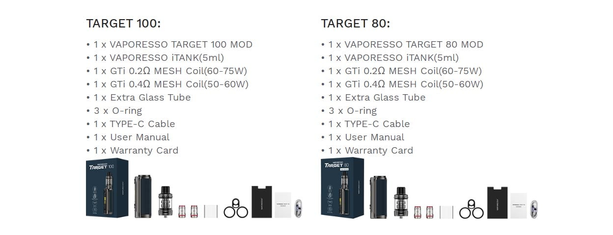 Vaporesso Target 80 Mod Kit with iTANK 2 Atomizer 3000mAh 5ml 12