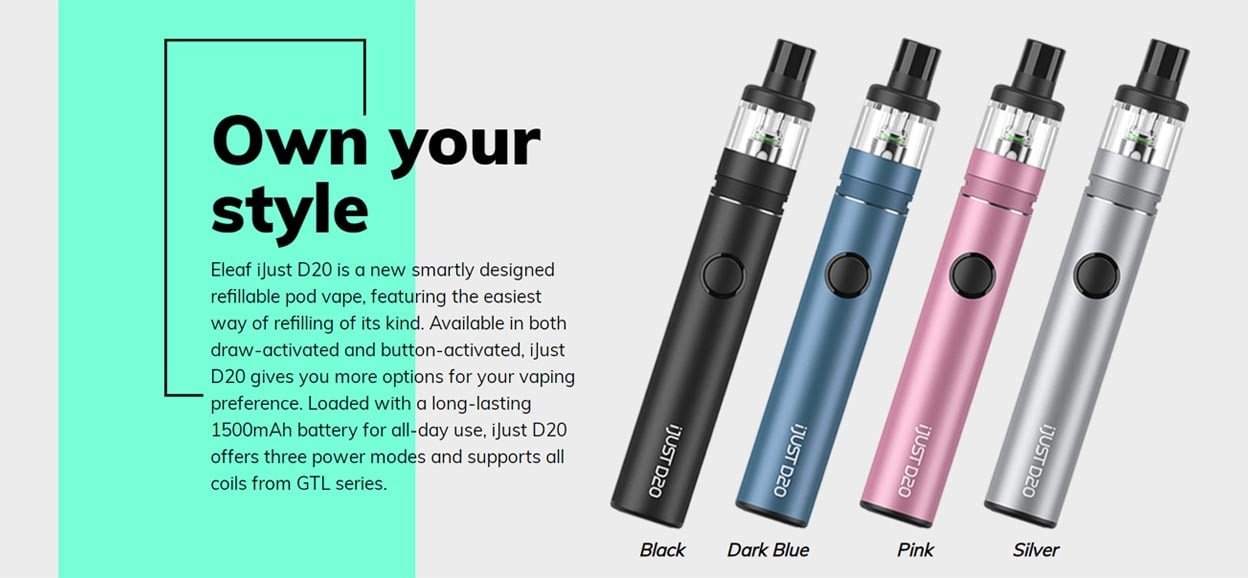 Eleaf iJust D20 Vape Pen Kit 1600mAh (Max 30W) 3ml 2