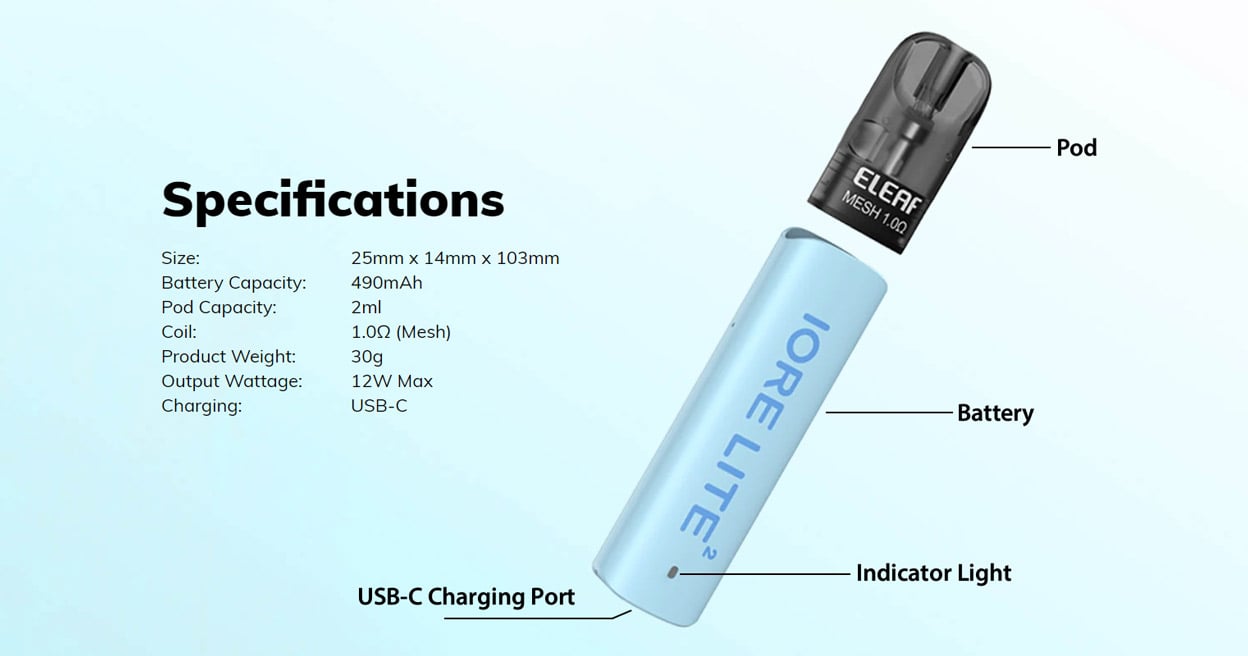 Eleaf Iore Lite 2 Pod System Kit 490mAh 2ml 7