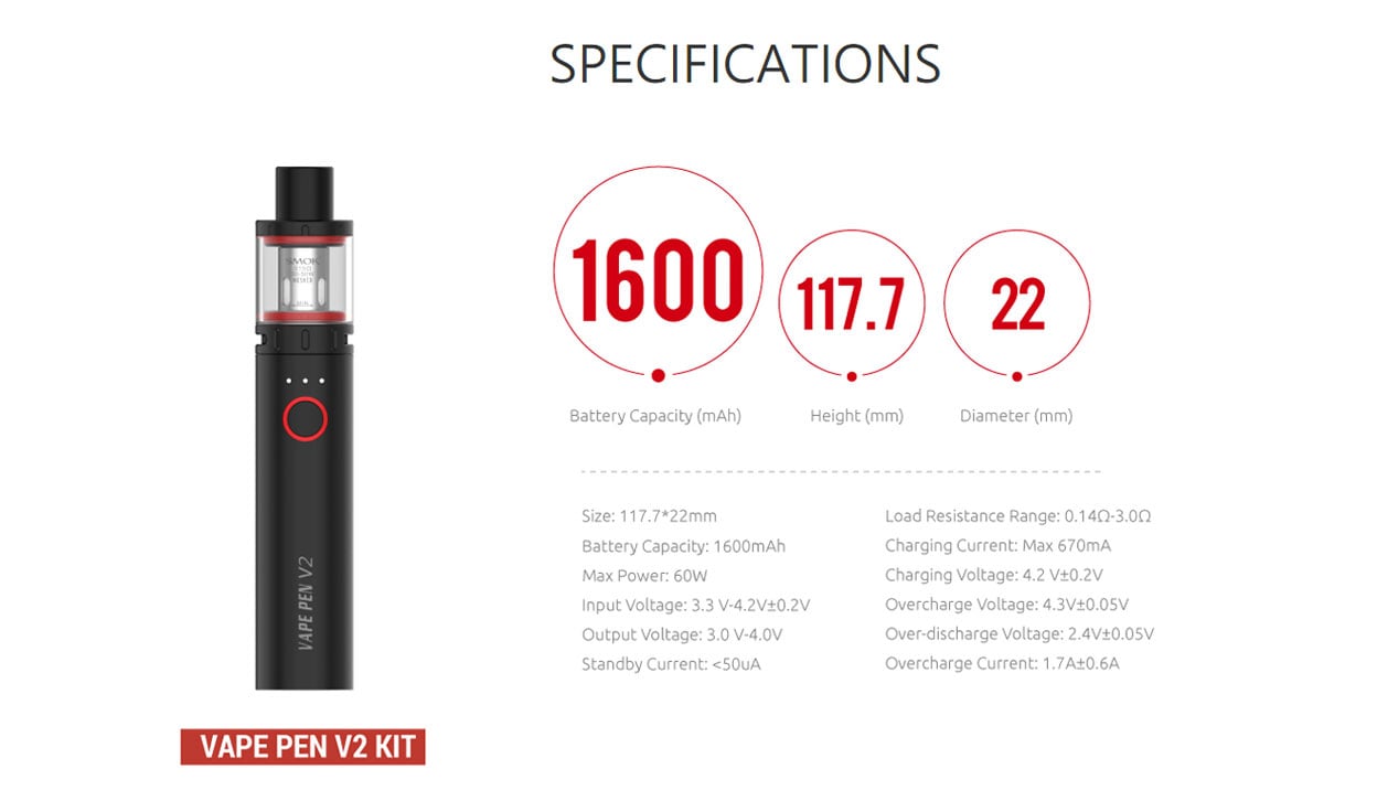 SMOK Vape Pen V2 Starter Kit 1600mAh 3ml 4