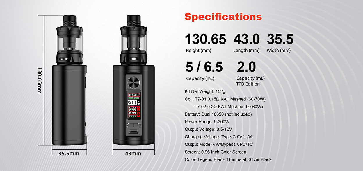 Hellvape Hell200 Box Mod Kit with TLC Sub Ohm Tank 6.5ml 10