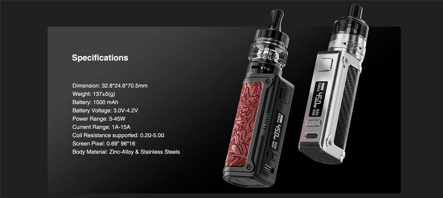 Lost Vape Thelema Mini 45W Box Mod Kit with UB Lite Tank Atomizer 1500mAh 3.5ml 3