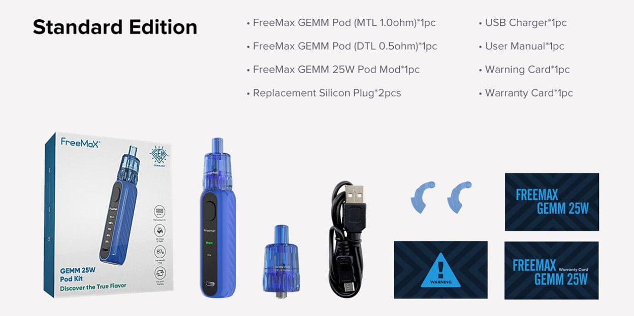 FreeMax Gemm 25W Pod Mod Kit 1300mAh 2ml 8