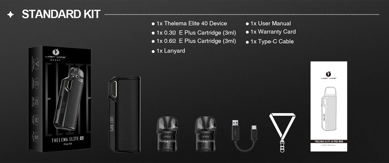 Lost Vape Thelema Elite 40 Pod System Kit 1400mAh 3ml 17