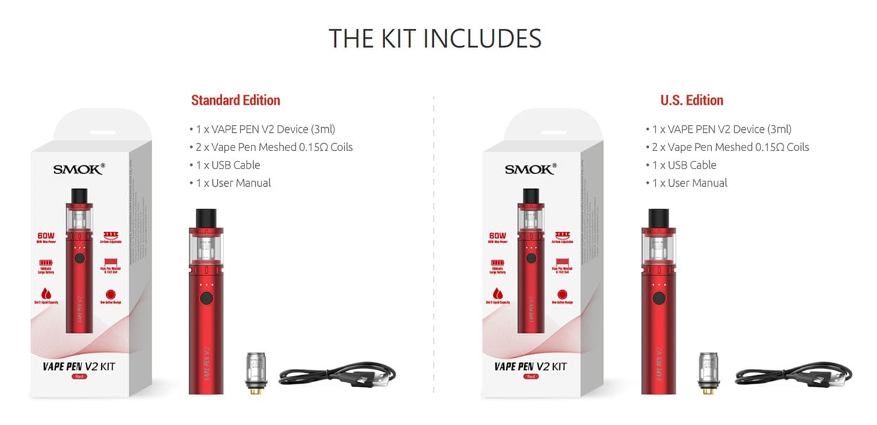 SMOK Vape Pen V2 Starter Kit 1600mAh 3ml 3