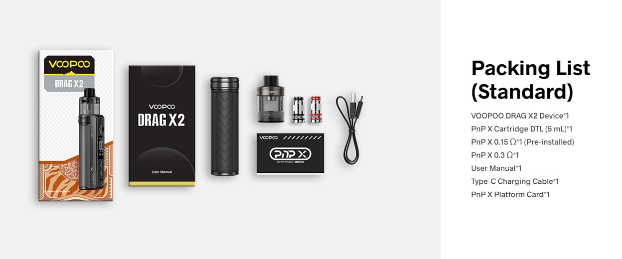 Voopoo Drag X2 80W Box Mod Kit with PnP X Cartridge DTL 5ml, Auto Power Off if no Operation for 10 Minutes 16