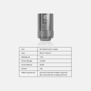 Joyetech BF Series Coil Head for Cubis & Cuboid Mini Atomizer & Egrip II & Aio & Aio D16 & Aio D22 & AIO PRO C & AIO PRO XL & AIO PRO & Cubis Pro & Evic Aio & AIO BOX (5pcs/pack)