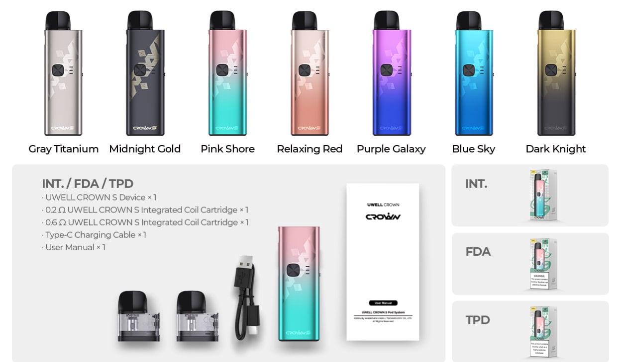 Uwell Crown S Pod System Kit 1500mAh 5ml 8