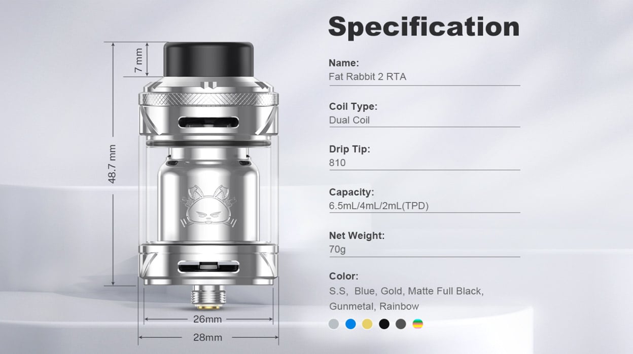 Hellvape Fat Rabbit 2 RTA Atomizer 6.5ml 8