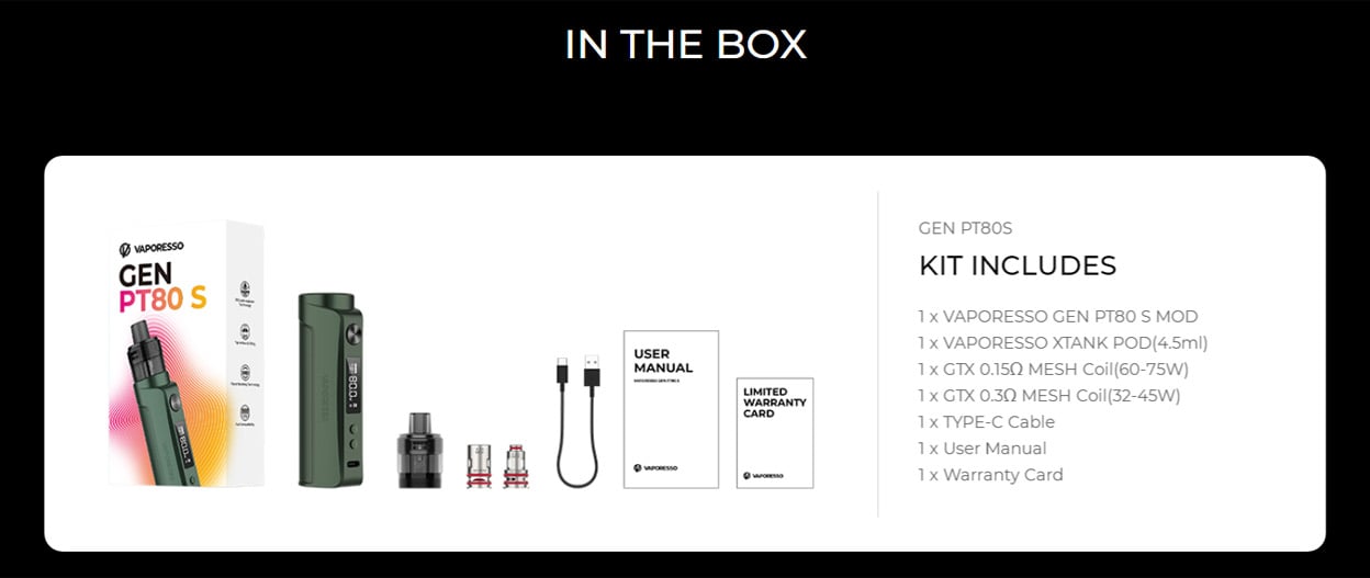 Vaporesso GEN PT80 S Pod Mod Kit with X Tank Pod 4.5ml 15