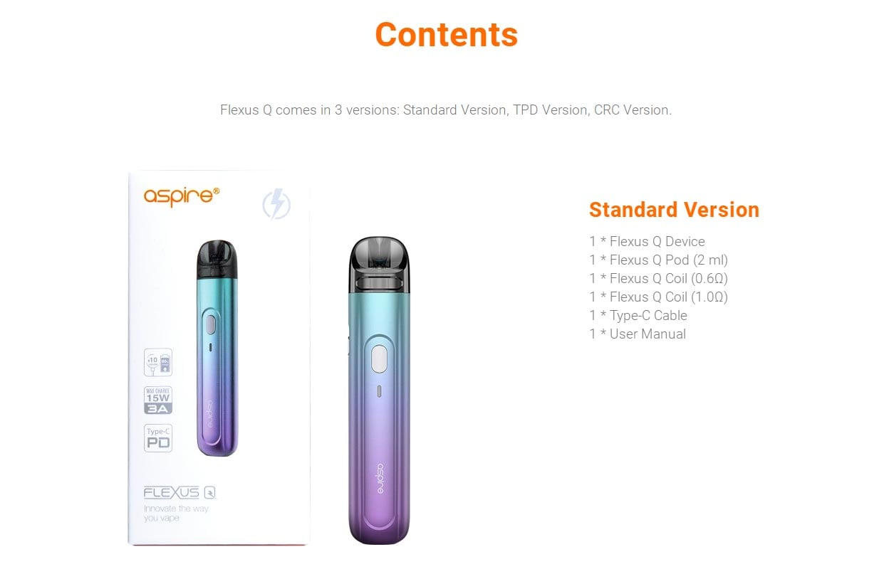 Aspire Flexus Q Pod System Kit 700mAh 2ml 16