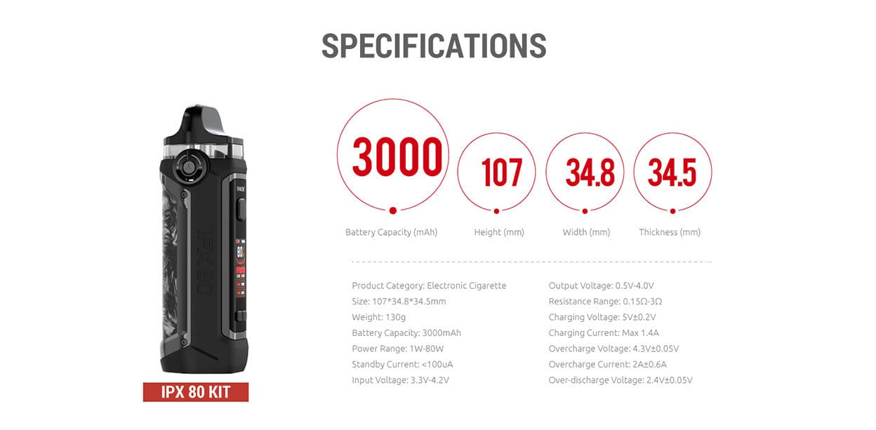 SMOK IPX80 80W Pod Mod Kit 3000mAh 5.5ml 5