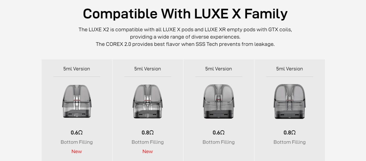 [New] Vaporesso LUXE X / LUXE XR / LUXE XR Max / LUXE X PRO / LUXE X2 Pod Cartridge 5ml (2pcs/pack) 2