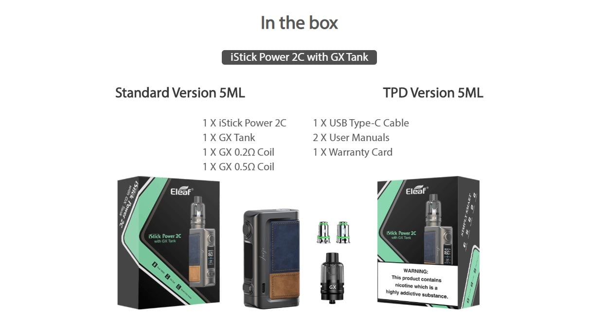 Eleaf iStick Power 2C 160W Mod Kit with GX Tank Atomizer 5ml 15