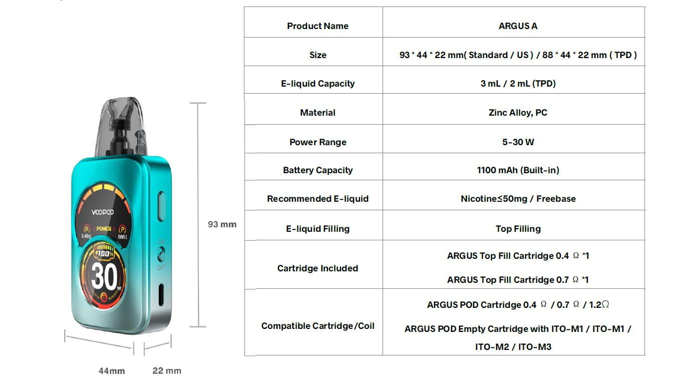 VOOPOO Argus A Pod System Kit 1100mAh 3ml 2