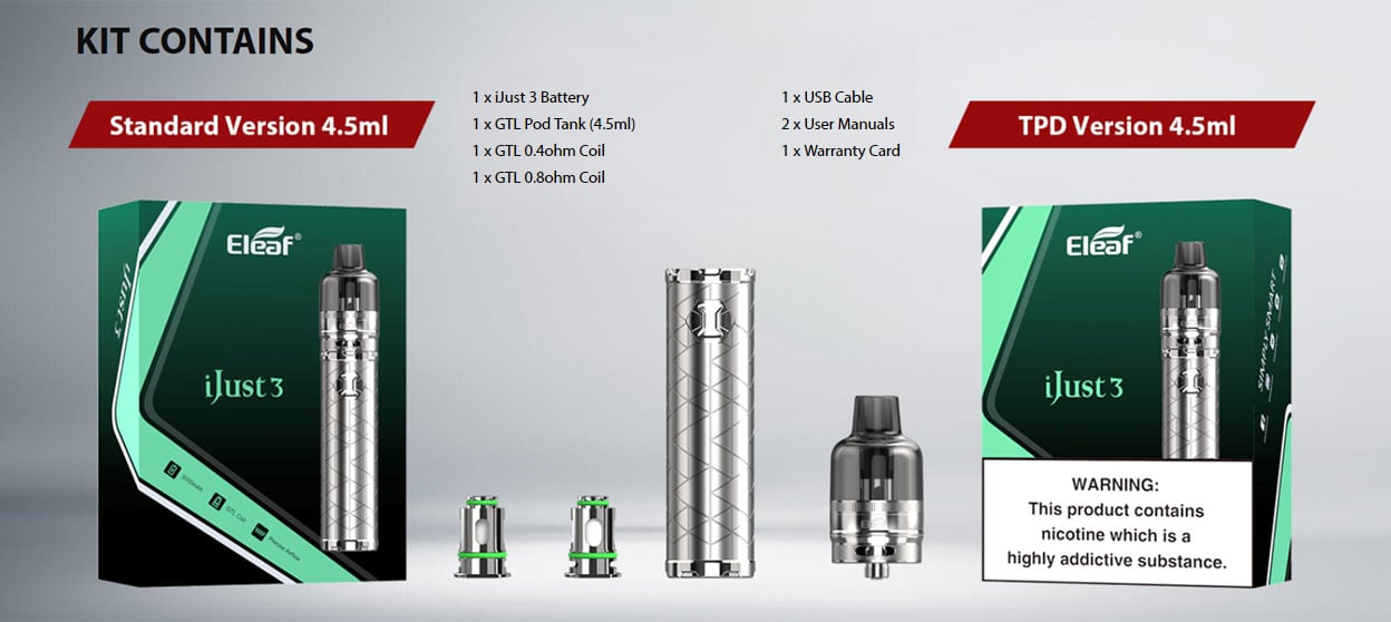 Eleaf iJust 3 Starter Kit GTL Pod Tank 3000mAh 4.5ml 13