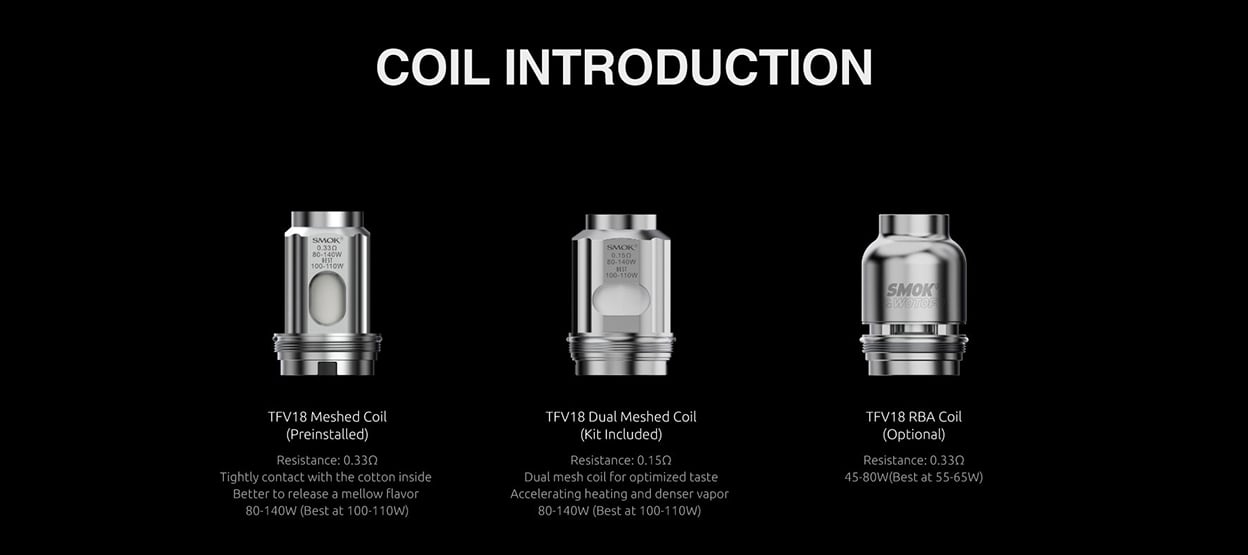 Smok TFV18 Coil for Mag P3 Kit, TFV16 Tank,TFV18 Tank,Morph 2 kit,ARCfox kit,Mag-18 Kit (3pcs/pack) 1