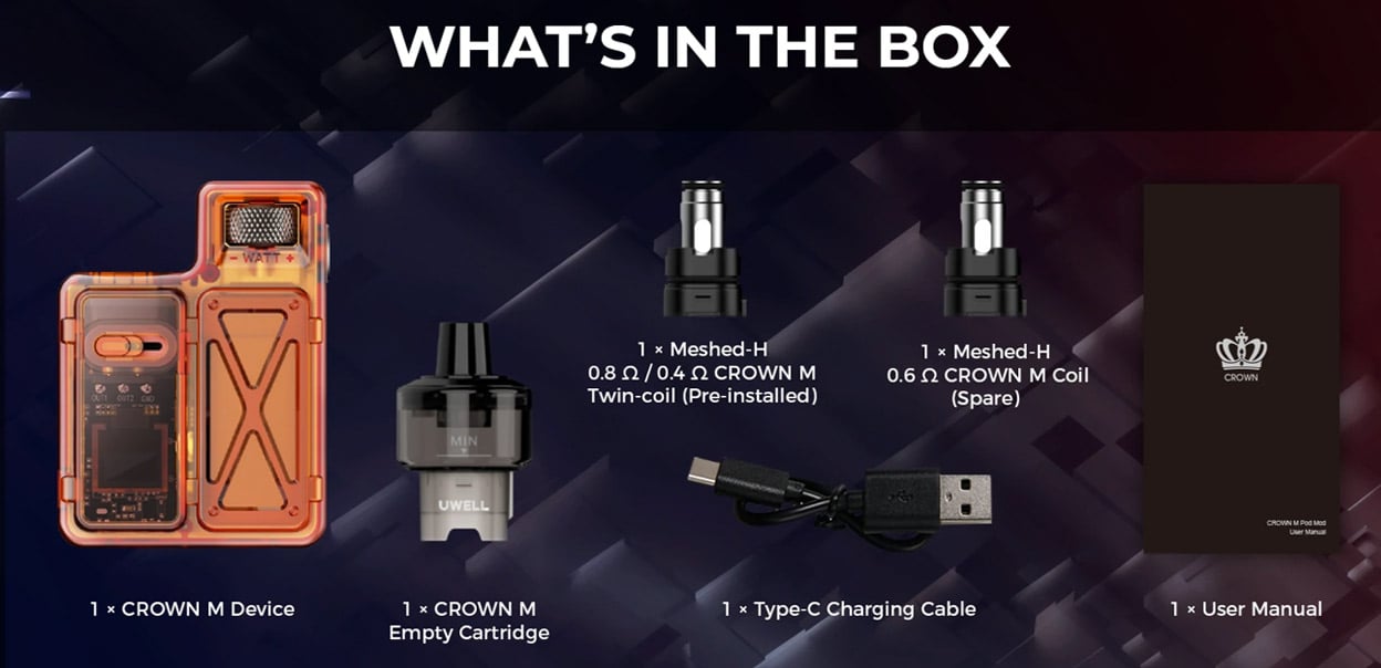 Uwell Crown M Pod Mod Kit 1000mAh 4ml 15