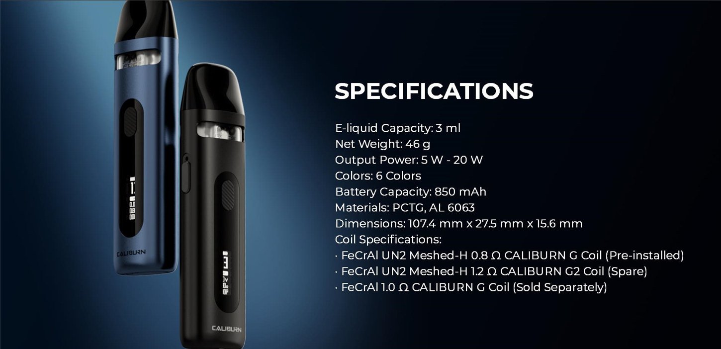 Uwell Caliburn X Pod System Kit 850mAh 3ml, Auto Power Off if no Operation for 8 Minutes 11