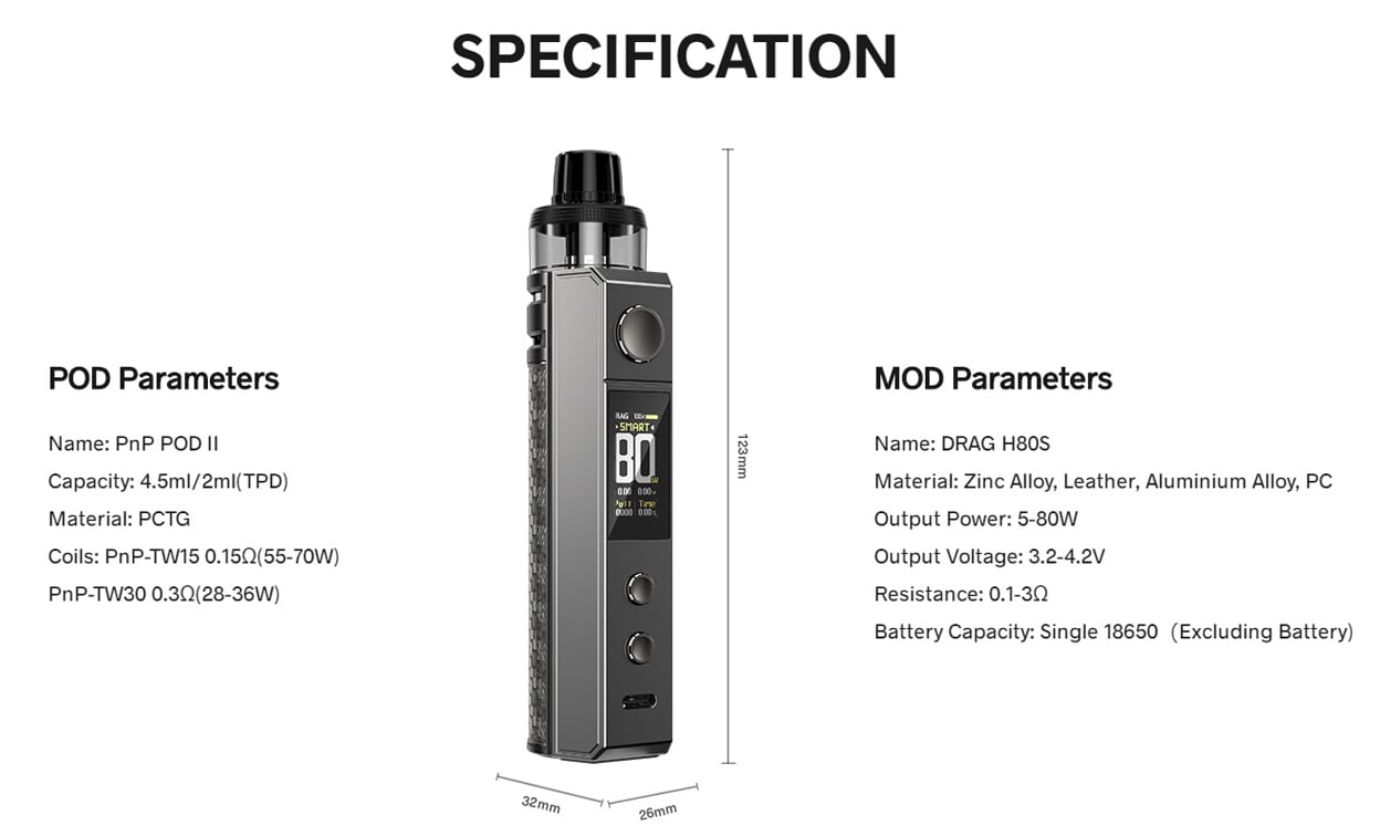 VOOPOO Drag H80S Mod Kit with PNP Pod II 4.5ml 14