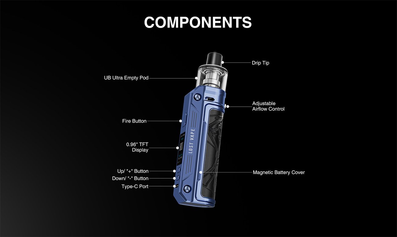 Lost Vape Thelema Urban 80W Box Mod Kit with UB Ultra Pod 5.5ml 10