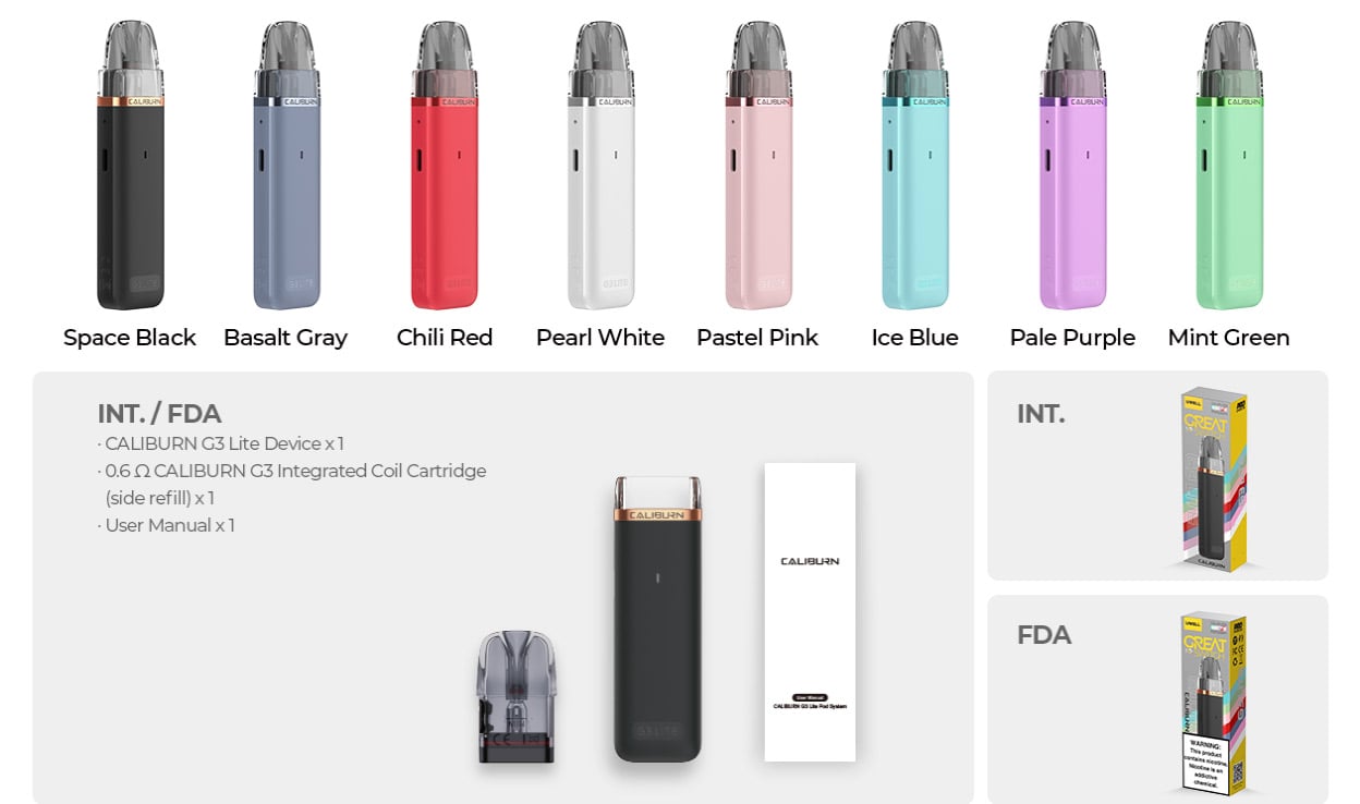 Uwell Caliburn G3 Lite Pod System Kit 1200mAh 2.5ml 10