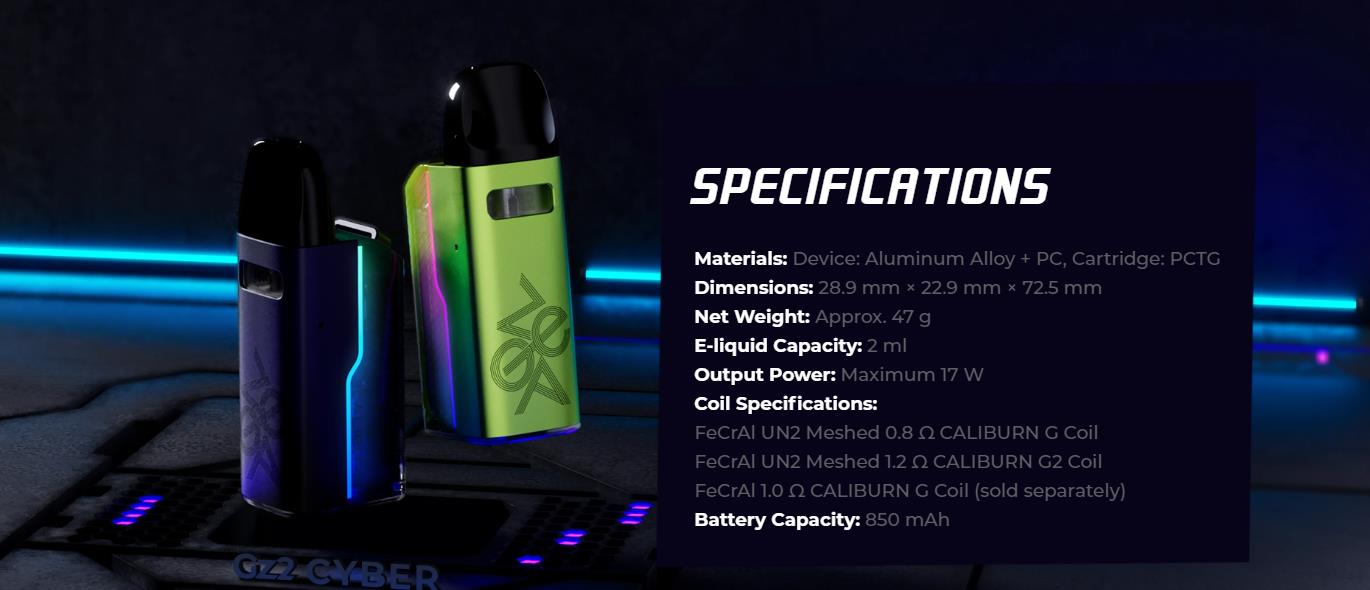 Uwell Caliburn GZ2 Cyber Pod System Kit 850mAh 2ml 11