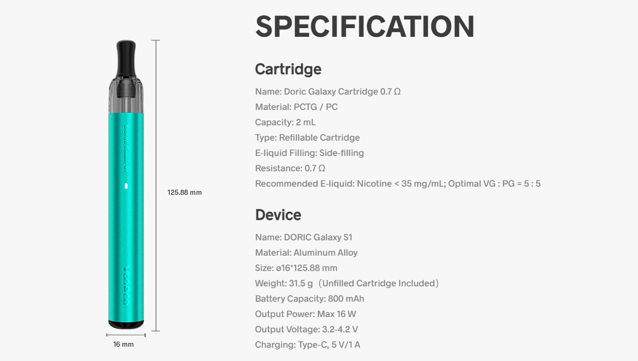 Voopoo Doric Galaxy S1 Pod System Kit 800mAh 2ml 3