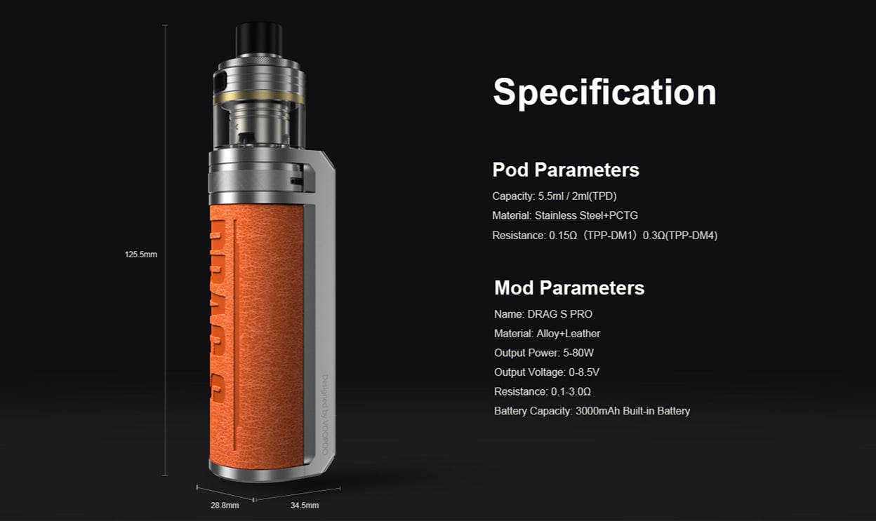 Voopoo Drag S Pro Pod Mod Kit 3000mAh 5.5ml 16