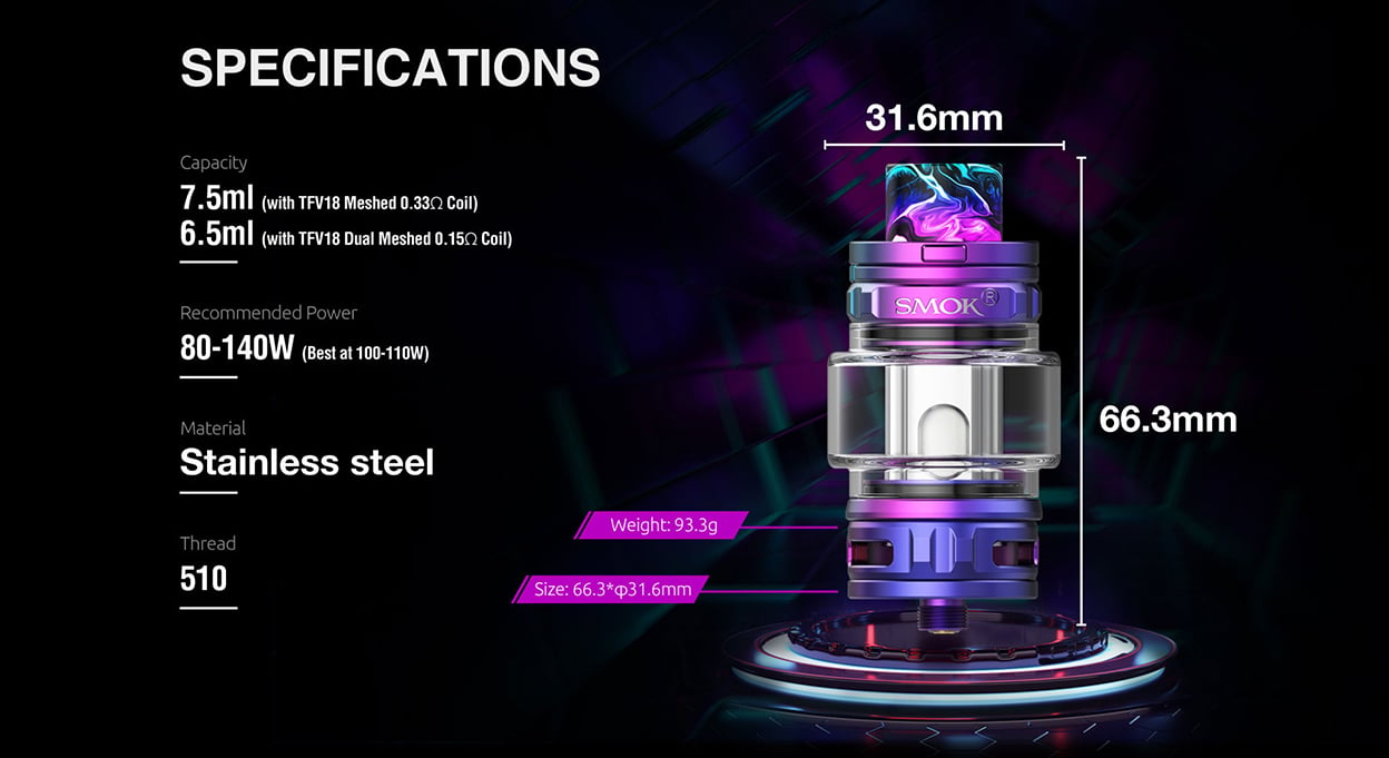 SMOK TFV18 Tank Atomizer with Child-Proof 7.5ml 4