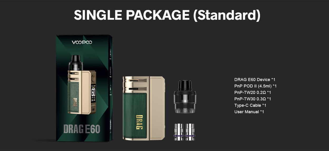 VOOPOO Drag E60 Mod Kit with PNP Pod II 2550mAh 4.5ml 16