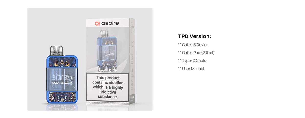 Aspire GoTek S Pod System Kit 650mAh 4.5ml 18