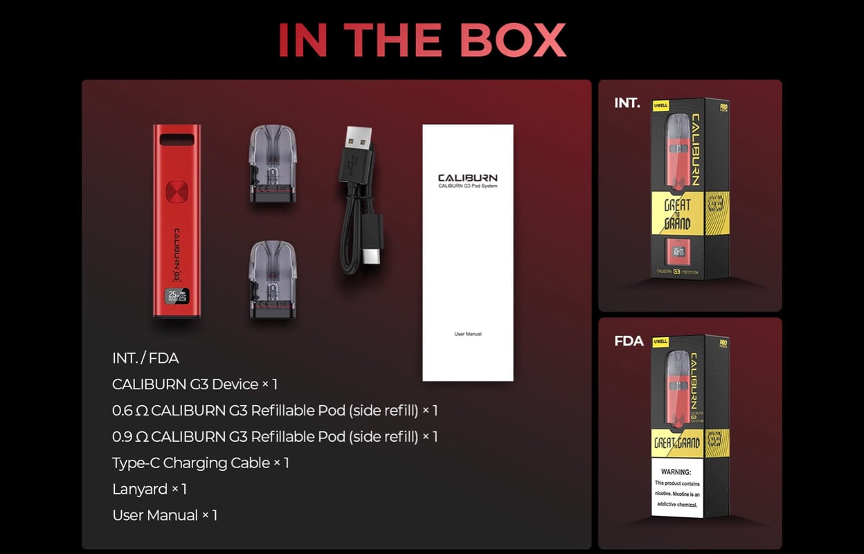 Uwell Caliburn G3 Pod System Kit 900mAh 2.5ml / 2ml 15