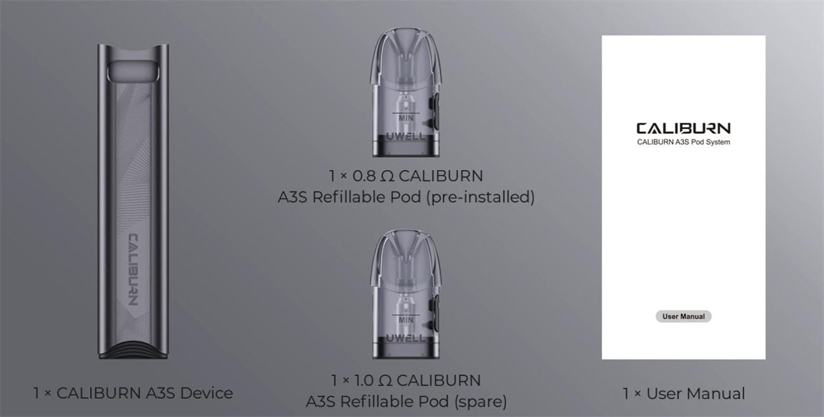 Uwell Caliburn A3S Pod System Kit 520mAh 2ml 12