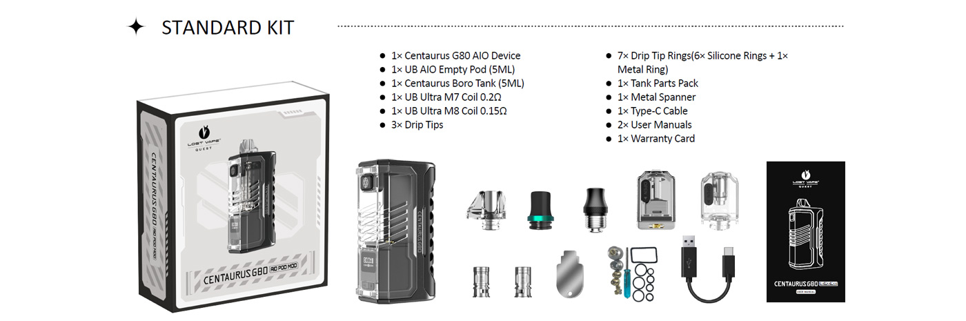 Lost Vape Centaurus G80 AIO Pod Mod Kit 5ml 3