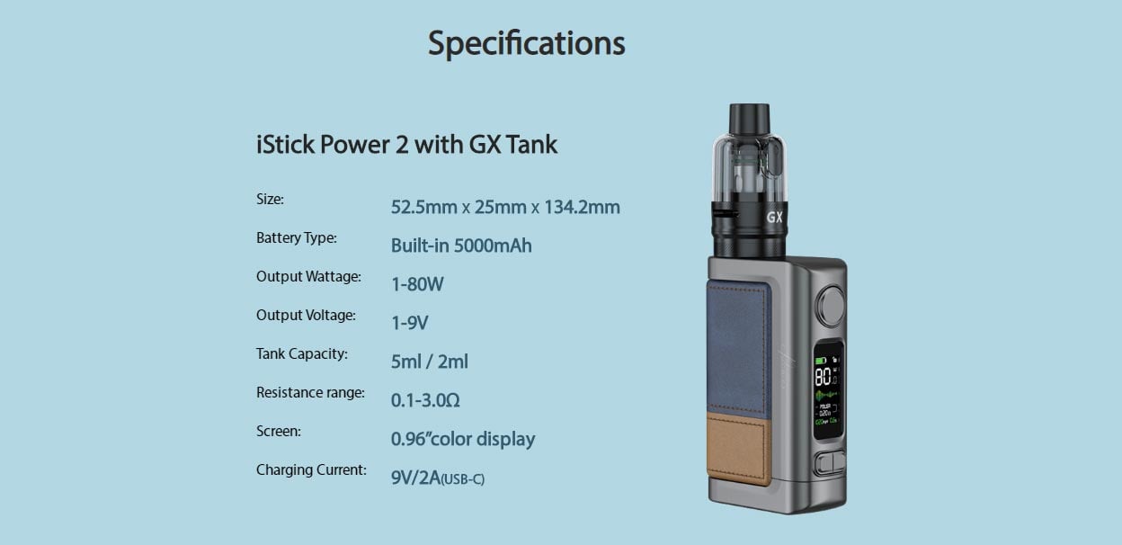 Eleaf iStick Power 2 80W Mod Kit with GX Tank Atomizer 5000mAh 5ml 13