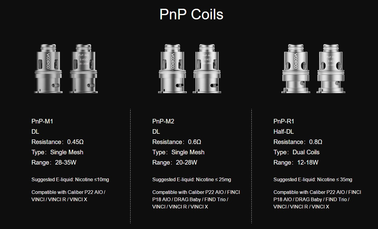 Voopoo PnP Replacement Coils for Drag Baby/Mini/2/S/X,VINCI Series Kit,Argus Pro,PnP 20/22,V.SUIT,Doric 60,Drag E60,Drag H80 S (5Pcs/Pack) 2