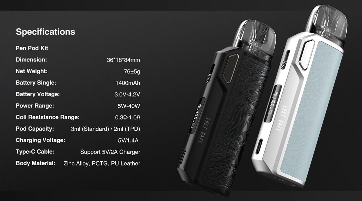 Lost Vape Thelema Elite 40 Pod System Kit 1400mAh 3ml 16