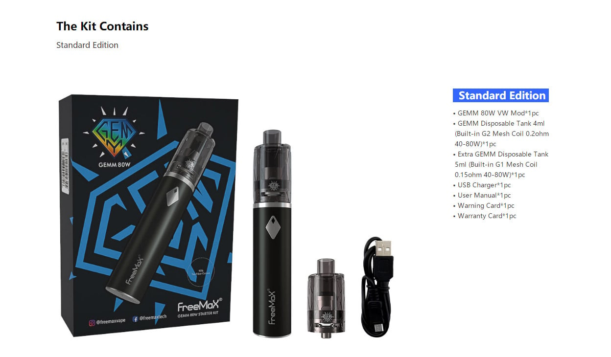 Freemax Gemm 80W Starter Kit 2900mAh 5ml 8