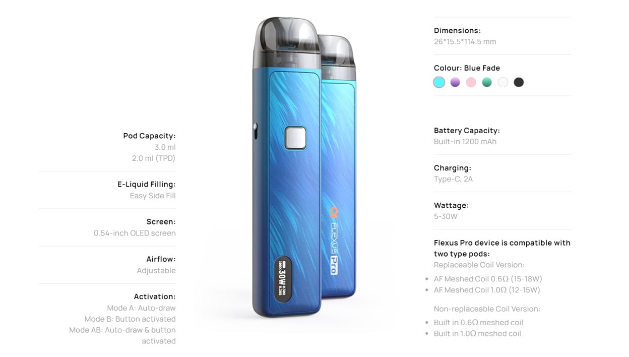 Aspire Flexus Pro Pod System Kit 1200mAh 3ml 14