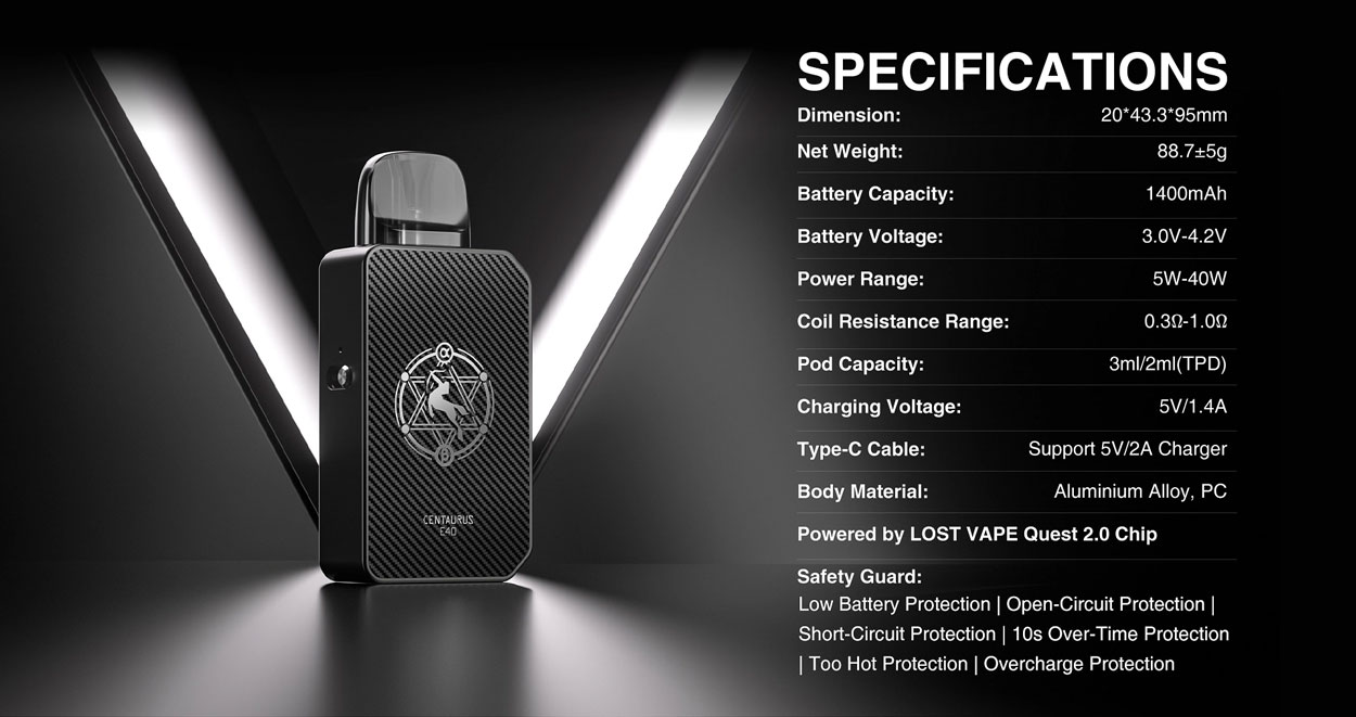 Lost Vape Centaurus E40 Pod Kit 1400mAh 3ml 6