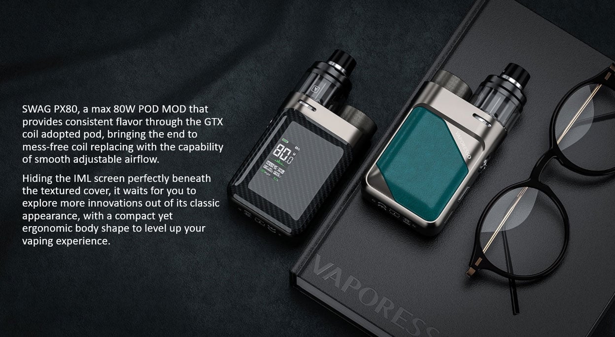 Vaporesso SWAG PX80 80W Box Mod Kit with SWAG Pod Tank 4ml 2