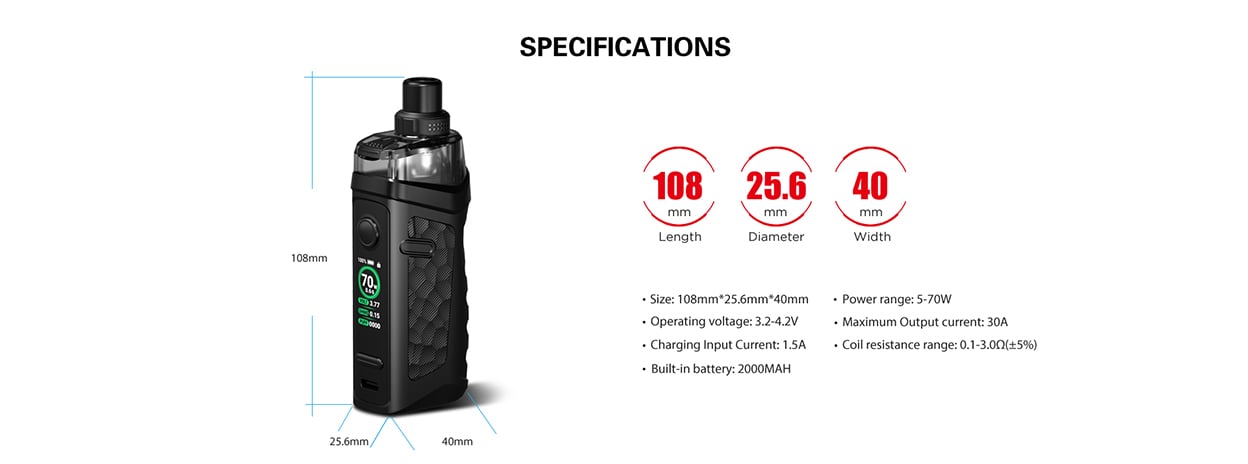 Vandy Vape Jackaroo 70W Pod System Kit 2000mAh 4.5ml 14