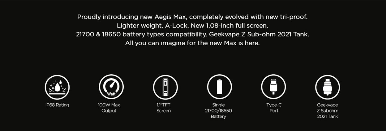 Geekvape Max100 (Aegis Max 2) 100W Kit with Z Subohm 2021Tank Atomizer 5ml 2